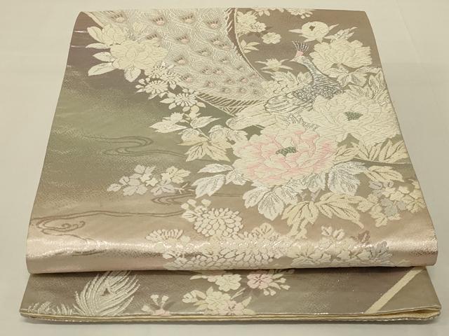 平和屋着物◎六通柄袋帯　唐織　孔雀花文　金銀糸　正絹　逸品　AABI1075yx 平和屋着物◎佐賀錦 六通柄袋帯 鳳凰花文 金銀糸 正絹 逸品 AABI1036yx