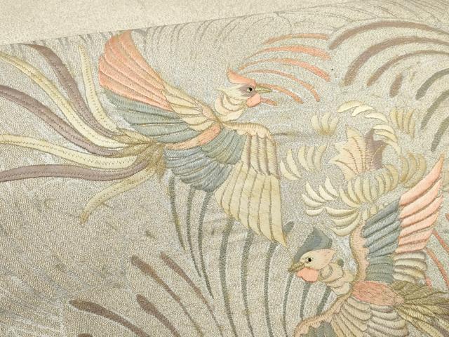 平和屋着物▼綴れ 総刺繍 袋帯 鳳凰 金銀糸 正絹 逸品 AABI3185wj
