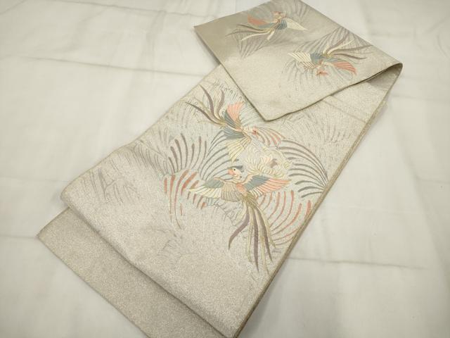 平和屋着物▼綴れ 総刺繍 袋帯 鳳凰 金銀糸 正絹 逸品 AABI3185wj