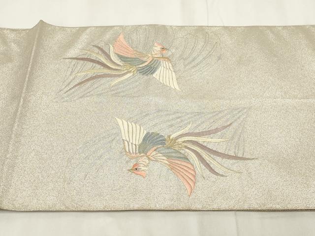 平和屋着物▼綴れ 総刺繍 袋帯 鳳凰 金銀糸 正絹 逸品 AABI3185wj