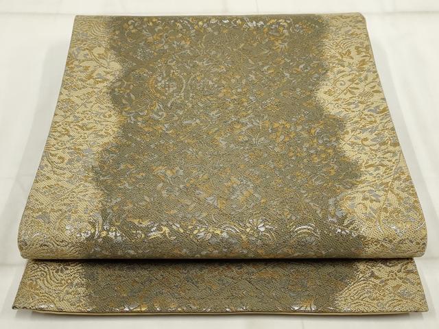 平和屋着物▼六通柄袋帯 花鳥文 金銀糸 正絹 逸品 AABI3288wj