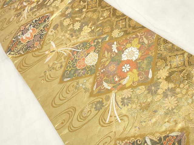 平和屋着物▼西陣 六通柄袋帯 鳳凰花菱文 プラチナ箔 春日箔 金銀糸 正絹 逸品 AABI3585wj