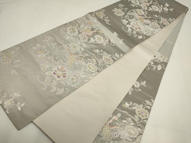 平和屋着物▼六通柄袋帯 雅宝孔雀文 金銀糸 正絹 逸品 AABI3704wj