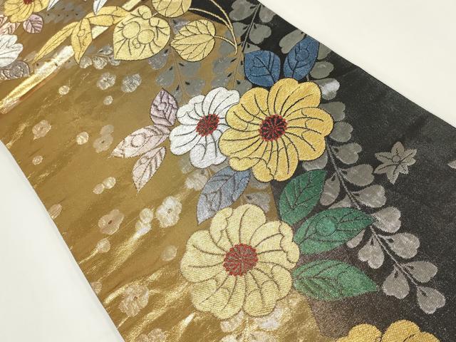 平和屋着物▼六通柄袋帯 辻が花 金銀糸 正絹 逸品 AABI3711wj