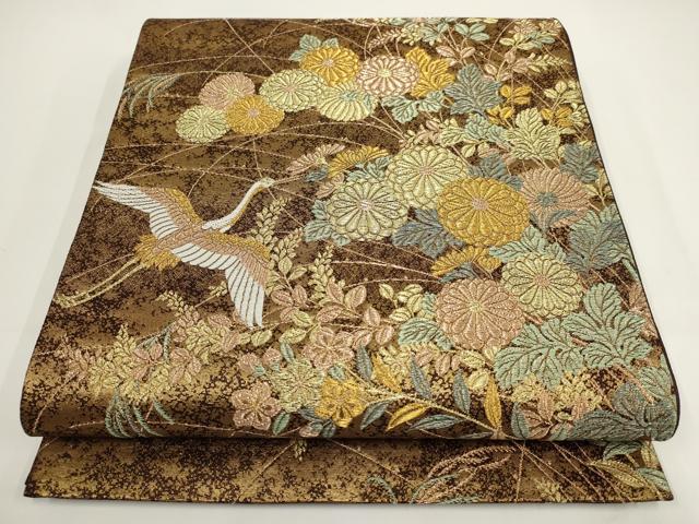平和屋着物▼六通柄袋帯 九百錦 蒔絵百景 金糸 正絹 逸品 AABI3744wj