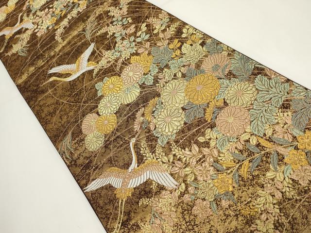 平和屋着物▼六通柄袋帯 九百錦 蒔絵百景 金糸 正絹 逸品 AABI3744wj