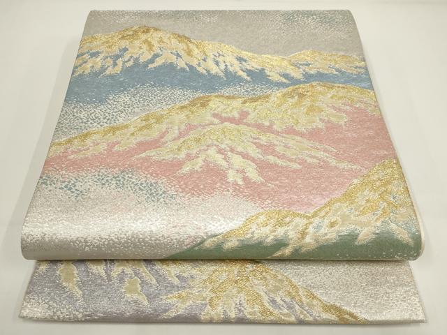 平和屋着物▼六通柄袋帯 豊雅錦 遠山文 金銀糸 正絹 逸品 AABI3754wj