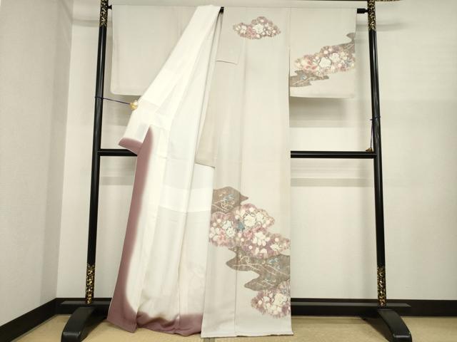 平和屋着物●十日町 名門 滝泰謹製 訪問着 辻が花 絞り 舞花文 正絹 逸品 AABI3772ck