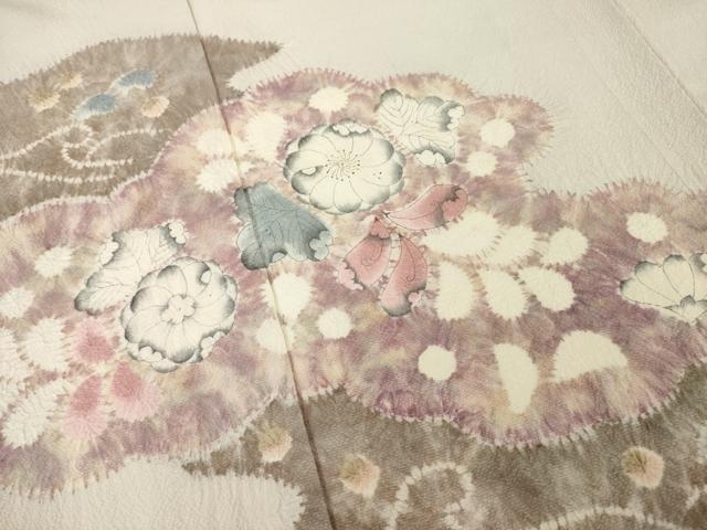 平和屋着物●十日町 名門 滝泰謹製 訪問着 辻が花 絞り 舞花文 正絹 逸品 AABI3772ck