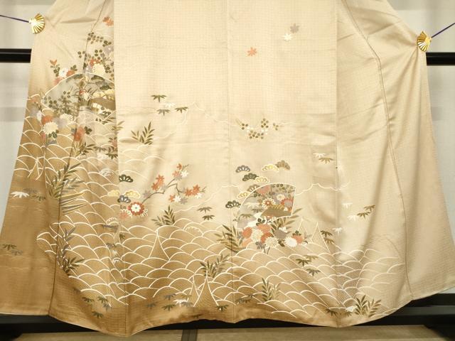 平和屋着物●訪問着 地紙花文 暈し染め 金彩 正絹 逸品 AABI3774ck