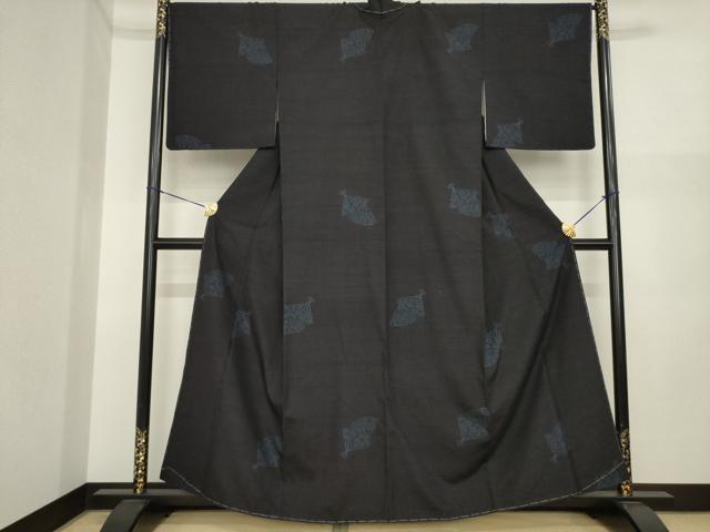 平和屋着物●結城紬 80亀甲 飛び亀甲 扇面花文 ゑり善扱い 正絹 逸品 未使用 AABI3775ck