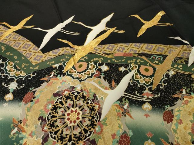 平和屋着物●世界的ファッションデザイナー 山本寛斎 kansaiブランド 駒刺繍 飛鶴正倉院花文 金彩 正絹 逸品 AABI3780ck