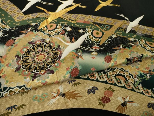 平和屋着物●世界的ファッションデザイナー 山本寛斎 kansaiブランド 駒刺繍 飛鶴正倉院花文 金彩 正絹 逸品 AABI3780ck