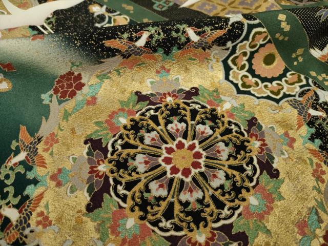 平和屋着物●世界的ファッションデザイナー 山本寛斎 kansaiブランド 駒刺繍 飛鶴正倉院花文 金彩 正絹 逸品 AABI3780ck
