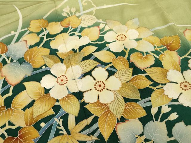 平和屋着物●豪華色留袖 刺繍 草花文 暈し染め 正絹 逸品 AABI3783ck