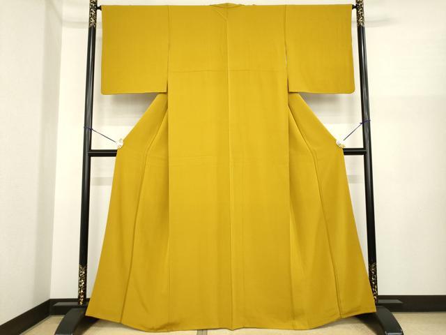 平和屋着物●上質な色無地 山吹茶色 正絹 逸品 AABI3784ck