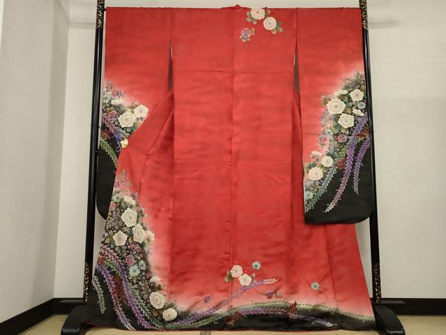 平和屋着物●豪華振袖 辻が花 絞り 舞花文 金彩 銀通し地 正絹 逸品 AABI3790ck