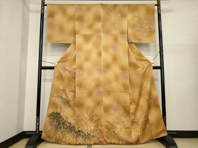 平和屋着物●巨匠 前田華清 手描き 訪問着 手描き 遠山飛鳥文 暈し染め 正絹 逸品 AABI3792ck