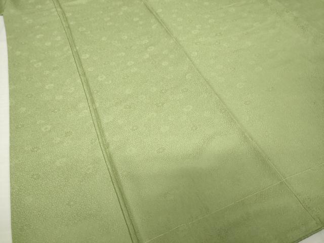 平和屋着物●上質な色無地 花尽くし地紋 海松色 正絹 逸品 AABI3798ck