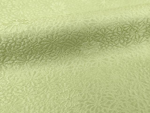 平和屋着物●上質な色無地 花尽くし地紋 海松色 正絹 逸品 AABI3798ck