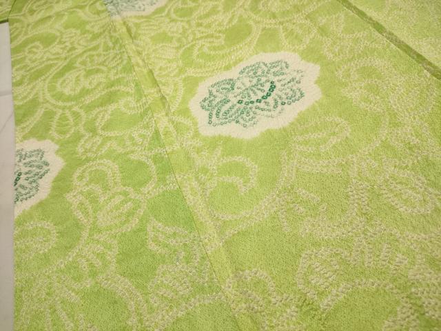 平和屋着物■上質な小紋 絞り 花唐草文 正絹 逸品 AABI3815sx