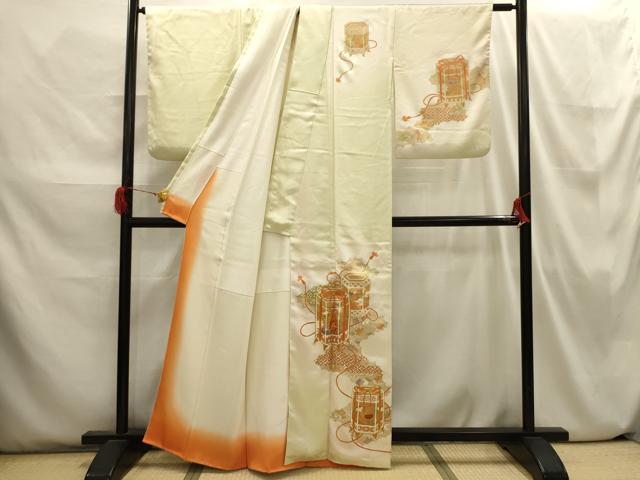 平和屋着物■訪問着 駒刺繍 貝桶吉祥花文 暈し染め 金彩 正絹 逸品 AABI3819sx