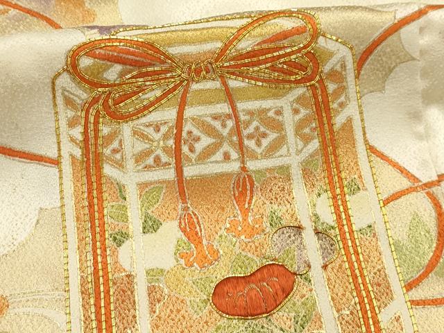 平和屋着物■訪問着 駒刺繍 貝桶吉祥花文 暈し染め 金彩 正絹 逸品 AABI3819sx