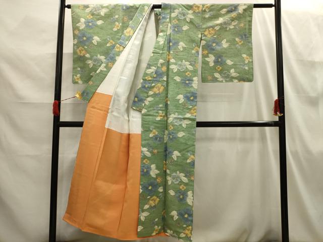 平和屋着物■上質な紬 舞花文 正絹 逸品 AABI3831sx