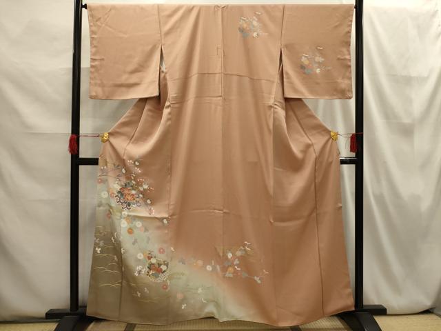 平和屋着物■訪問着 駒刺繍 雪輪花文 暈し染め 金彩 三越扱い 正絹 逸品 AABI3841sx