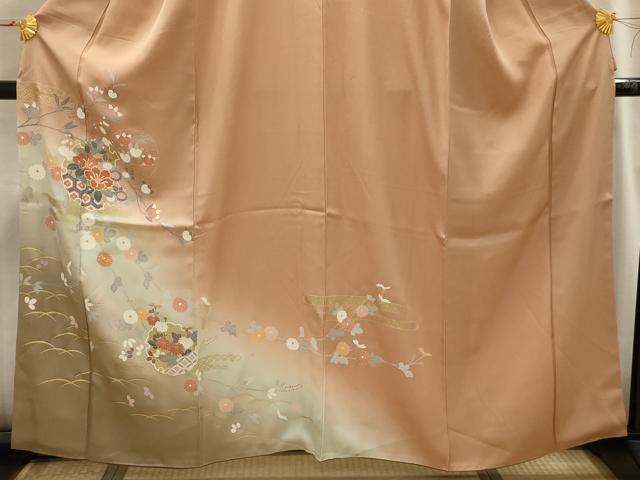 平和屋着物■訪問着 駒刺繍 雪輪花文 暈し染め 金彩 三越扱い 正絹 逸品 AABI3841sx