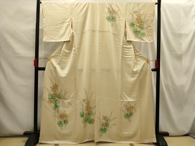 平和屋着物■訪問着 手描き 草花文 正絹 逸品 AABI3844sx
