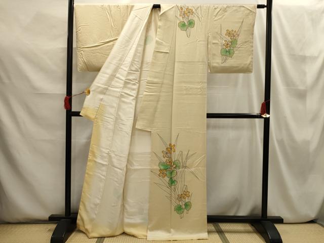 平和屋着物■訪問着 手描き 草花文 正絹 逸品 AABI3844sx