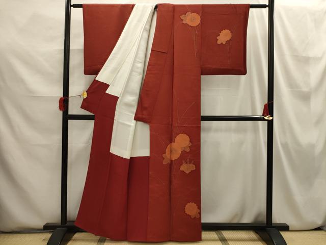 平和屋着物■訪問着 刺繍 草花文 正絹 逸品 AABI3854sx