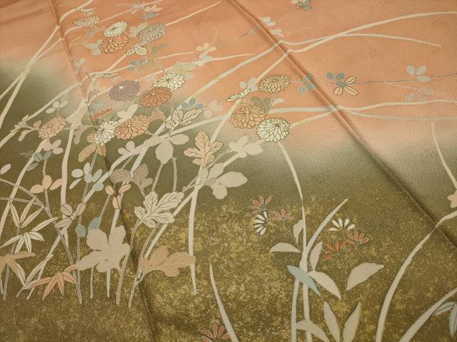 平和屋着物■訪問着 作家物 刺繍 枝花文 暈し染め 金彩 正絹 逸品 AABI3857sx