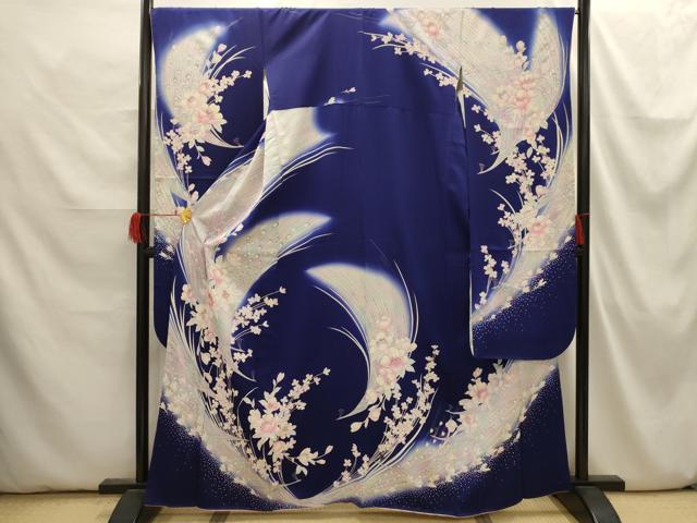 平和屋着物■豪華振袖 孔雀花文 暈し染め 金銀彩 正絹 逸品 AABK0387ck