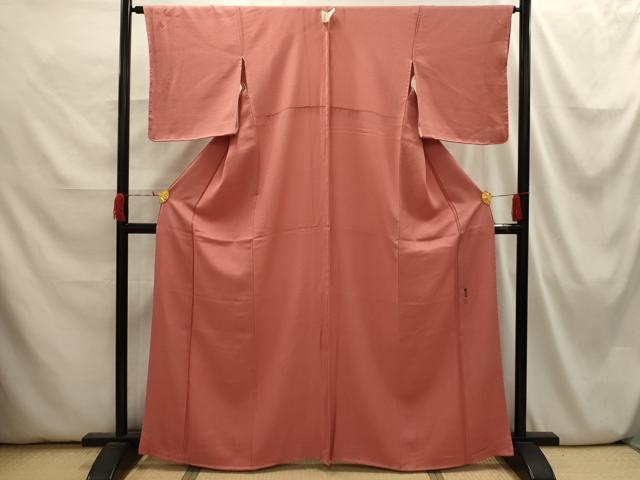 平和屋着物■上質な色無地 作家物 紋意匠 曙色 正絹 逸品 AABI3894sx
