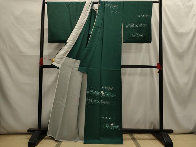平和屋着物■訪問着 刺繍 草花文 金糸 金彩 胴抜き仕立て 正絹 逸品 AABI3899sx