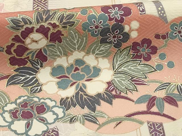平和屋着物■上質な小紋 雲取り花文 金銀彩 正絹 逸品 AABI3902sx