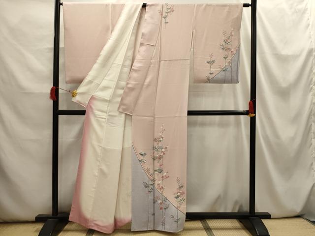 平和屋着物■訪問着 扇面笹梅文 暈し染め 金銀彩 正絹 逸品 AABI3907sx