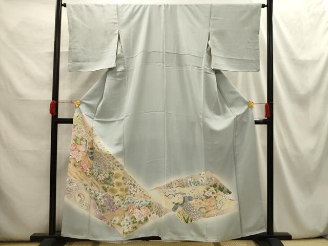 平和屋着物■豪華色留袖 駒刺繍 孔雀花文 暈し染め 金彩 正絹 逸品 AABI3910sx