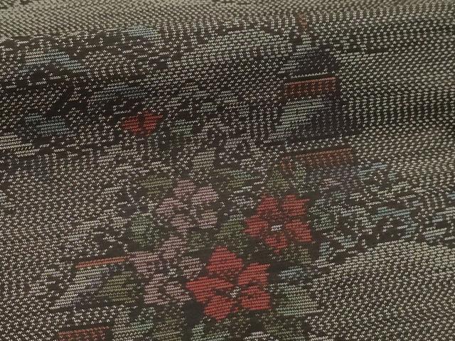 平和屋着物■本場大島紬 風景文 正絹 逸品 AABI3913sx