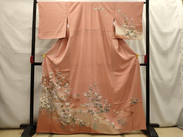 平和屋着物■訪問着 流水花文 暈し染め 金彩 正絹 逸品 AABI3919sx