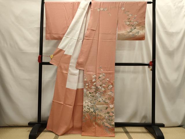 平和屋着物■訪問着 流水花文 暈し染め 金彩 正絹 逸品 AABI3919sx