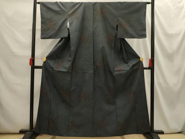 平和屋着物■本場大島紬 更紗花文 正絹 逸品 AABI3924sx