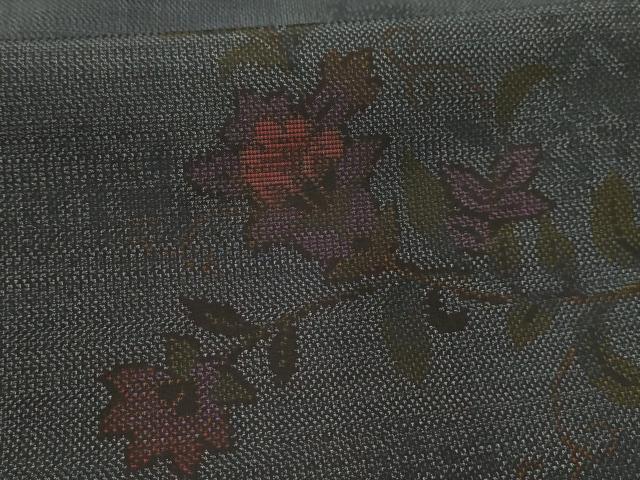 平和屋着物■本場大島紬 更紗花文 正絹 逸品 AABI3924sx