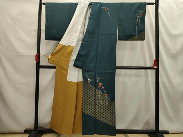 平和屋着物■訪問着 駒刺繍 七宝枝垂れ花文 正絹 逸品 AABI3925sx