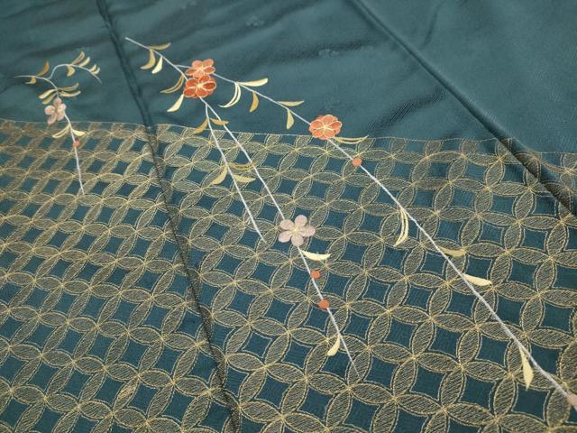 平和屋着物■訪問着 駒刺繍 七宝枝垂れ花文 正絹 逸品 AABI3925sx