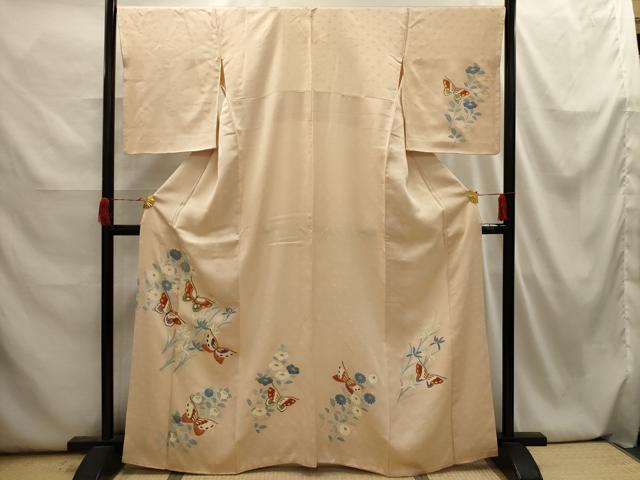 平和屋着物■訪問着 駒刺繍 花蝶文 金彩 正絹 逸品 AABI3927sx