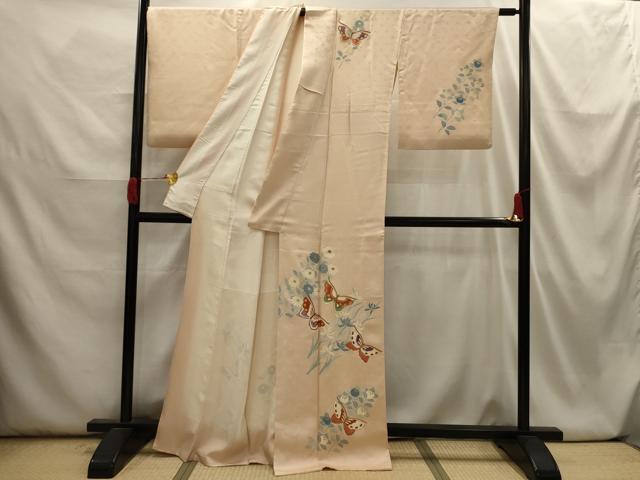 平和屋着物■訪問着 駒刺繍 花蝶文 金彩 正絹 逸品 AABI3927sx