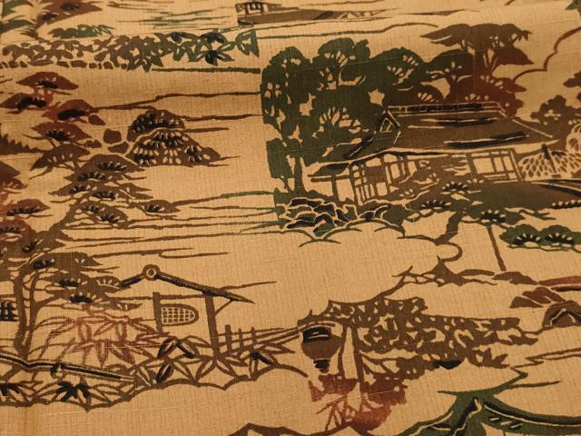 平和屋着物■上質な小紋 紬地 風景文 正絹 逸品 AABI3929sx
